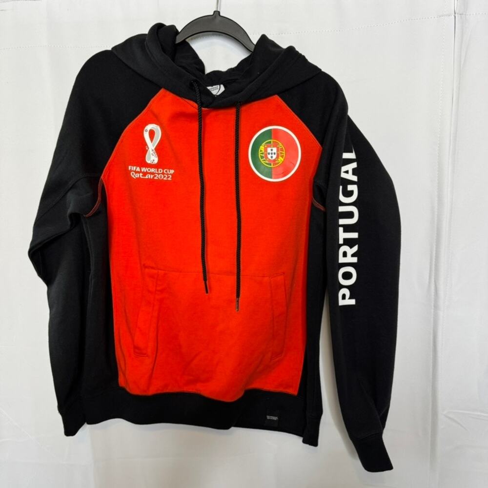 Portugal FIFA World Cup Qatar 2022 Hoodie Red Black Soccer Fan Sweatshirt M - Picture 2 of 11